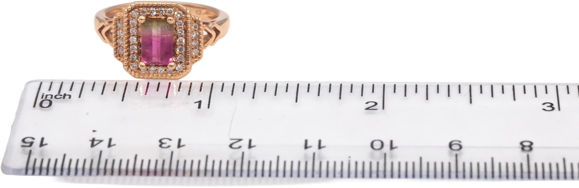 14k Rose Gold Bi-Color Tourmaline & Diamond Cocktail Ring 1.18CT Size 7