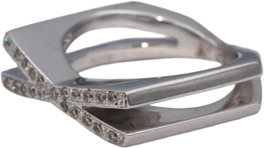 14k White Gold Round Diamond Abstract Band Ring 0.18CT Size 6.75