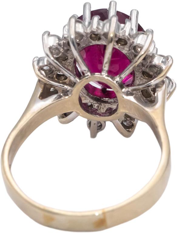 14k White Gold Oval Cut Pink Tourmaline Round Diamond Halo Ring 5.50CT Size 8