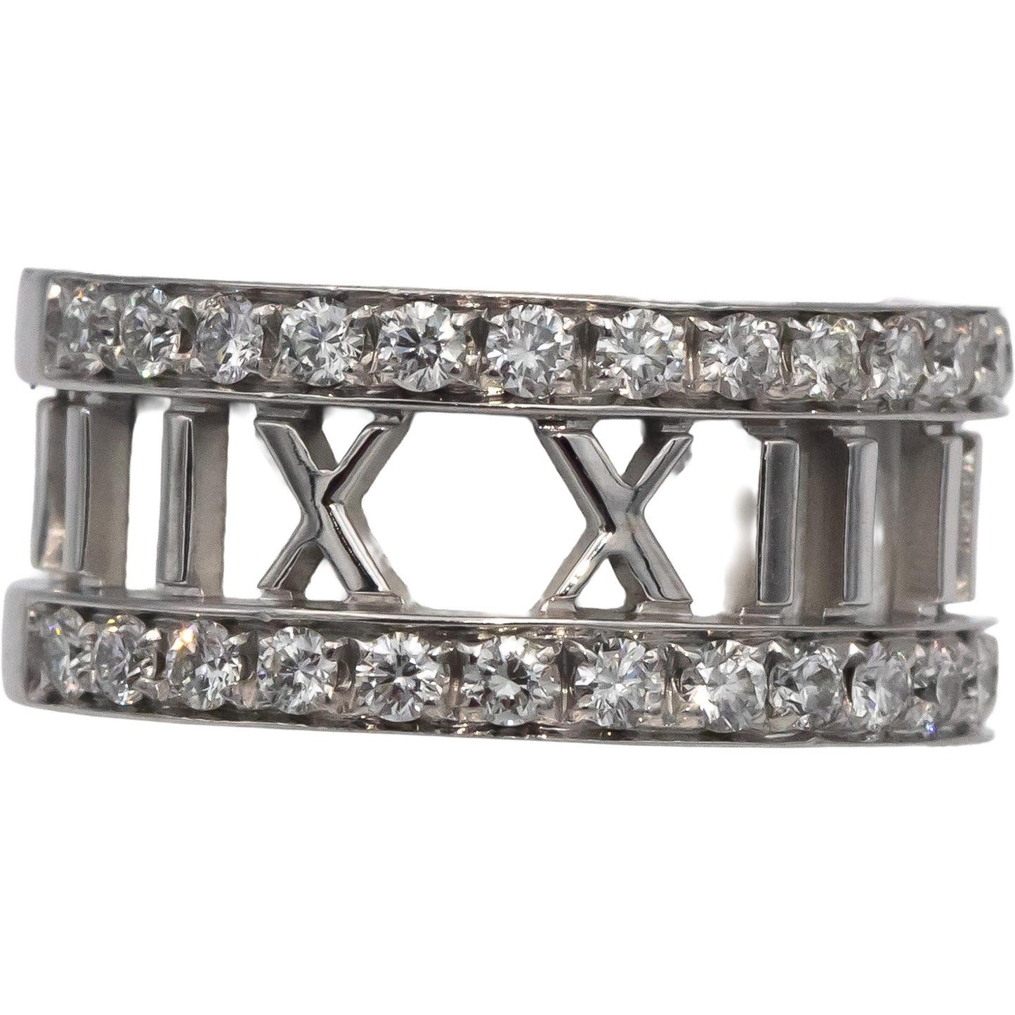 TIFFANY & CO. 18k White Gold Round Diamond Atlas Collection Ring 0.60CT Size 6