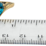 14k Yellow Gold Pear Blue Topaz Cocktail Ring w/ Diamond Accent 1.50CT Size 6.75
