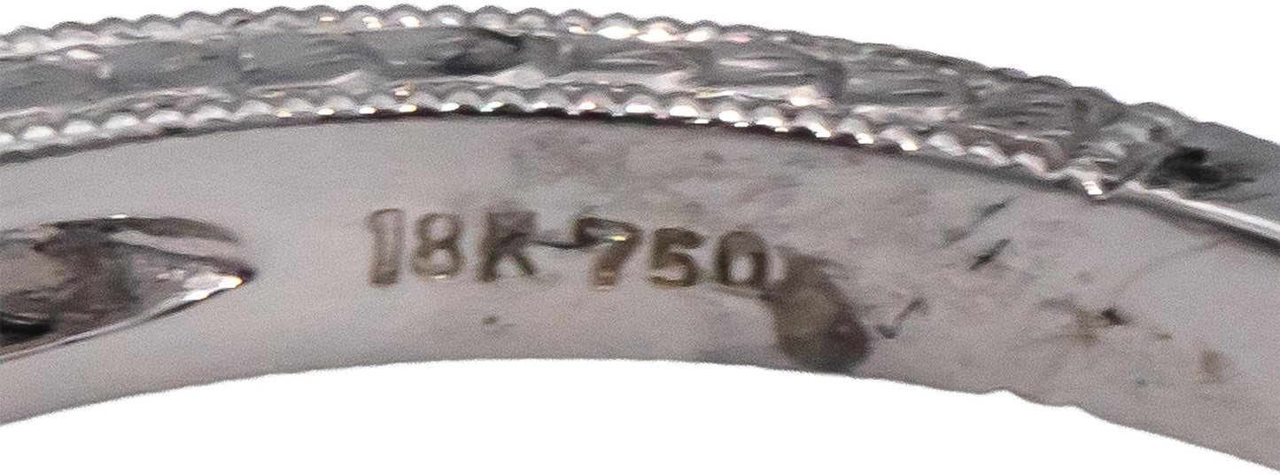 18k White Gold VS Round & Baguette Cut Diamond Band Ring 0.50CT Size 6.75