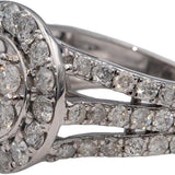 10k White Gold Round Diamond Cluster Cocktail Ring 3.0CT Size 7
