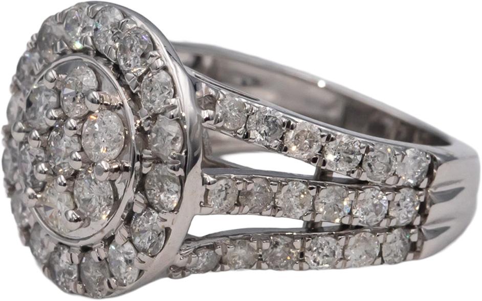 10k White Gold Round Diamond Cluster Cocktail Ring 3.0CT Size 7