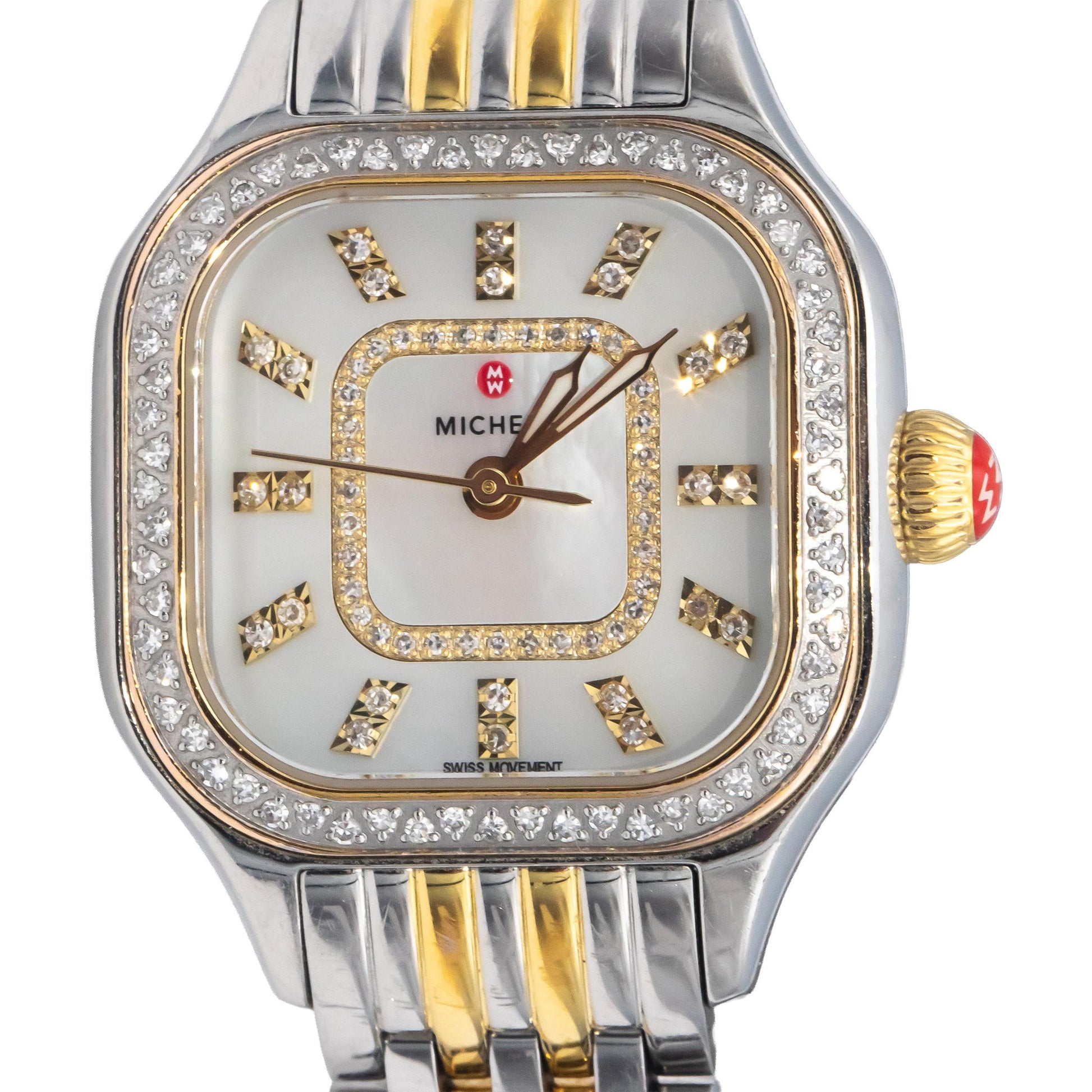 MICHELE Meggie Two-Tone 18k Gold Plate Diamond MOP Dial Quartz Ladies Watch