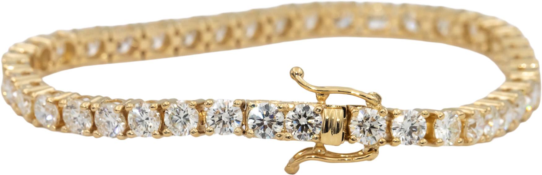 14k Yellow Gold VS Round Diamond Tennis Bracelet 10.39CT