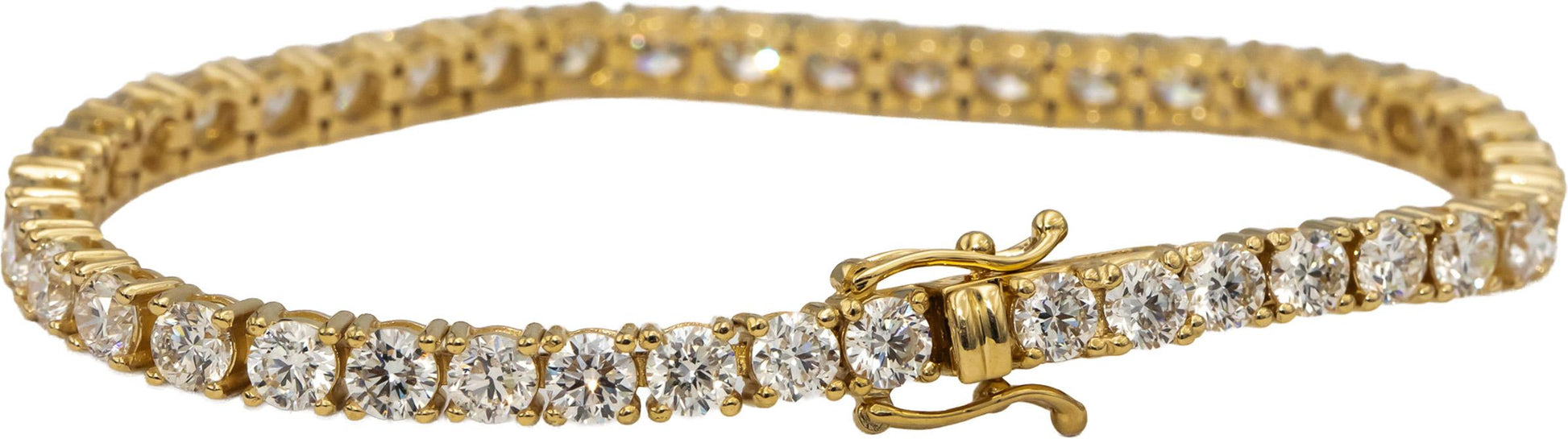14k Yellow Gold VS Round Diamond Tennis Bracelet 10.01CT