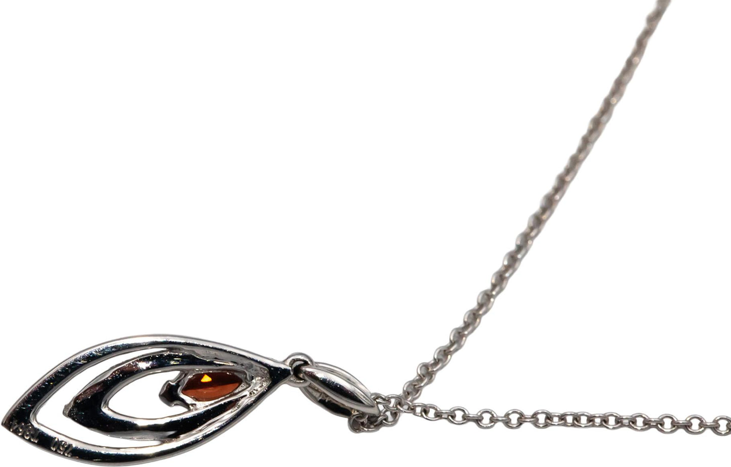 18k White Gold Round Diamond Marquise Cut Tourmaline Pendant Necklace 0.19CTW