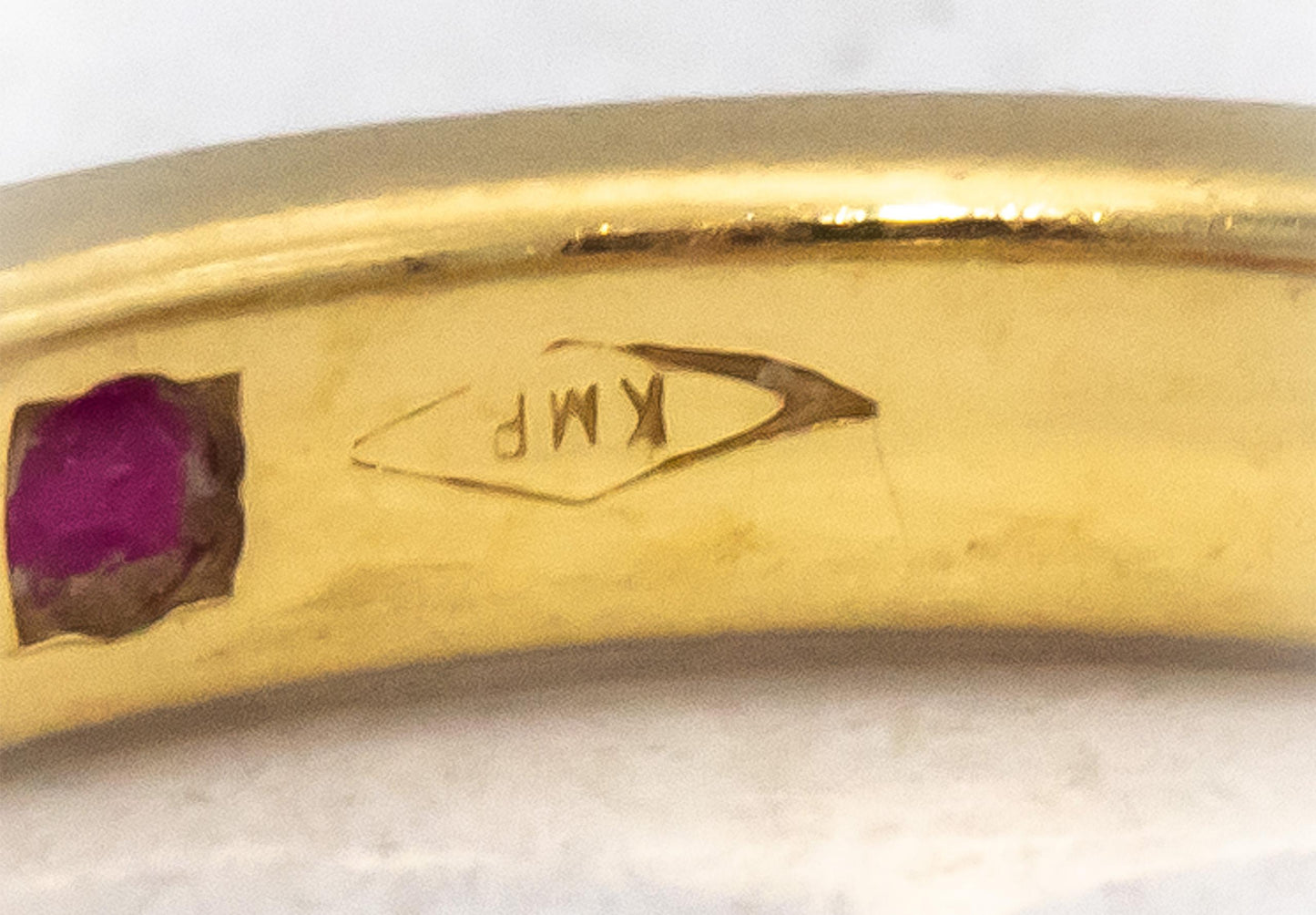 18k Yellow Gold Emerald Cut Ruby and Diamond Band Ring 0.75CTW Size 6.75