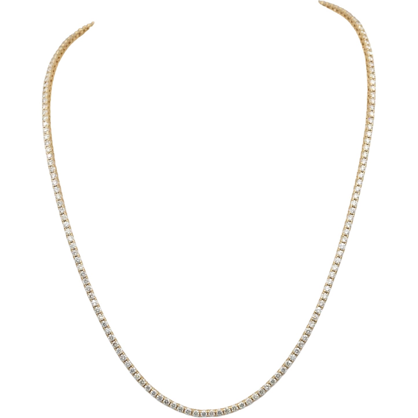 14k Yellow Gold VS Round Diamond Tennis Necklace 7.98CT