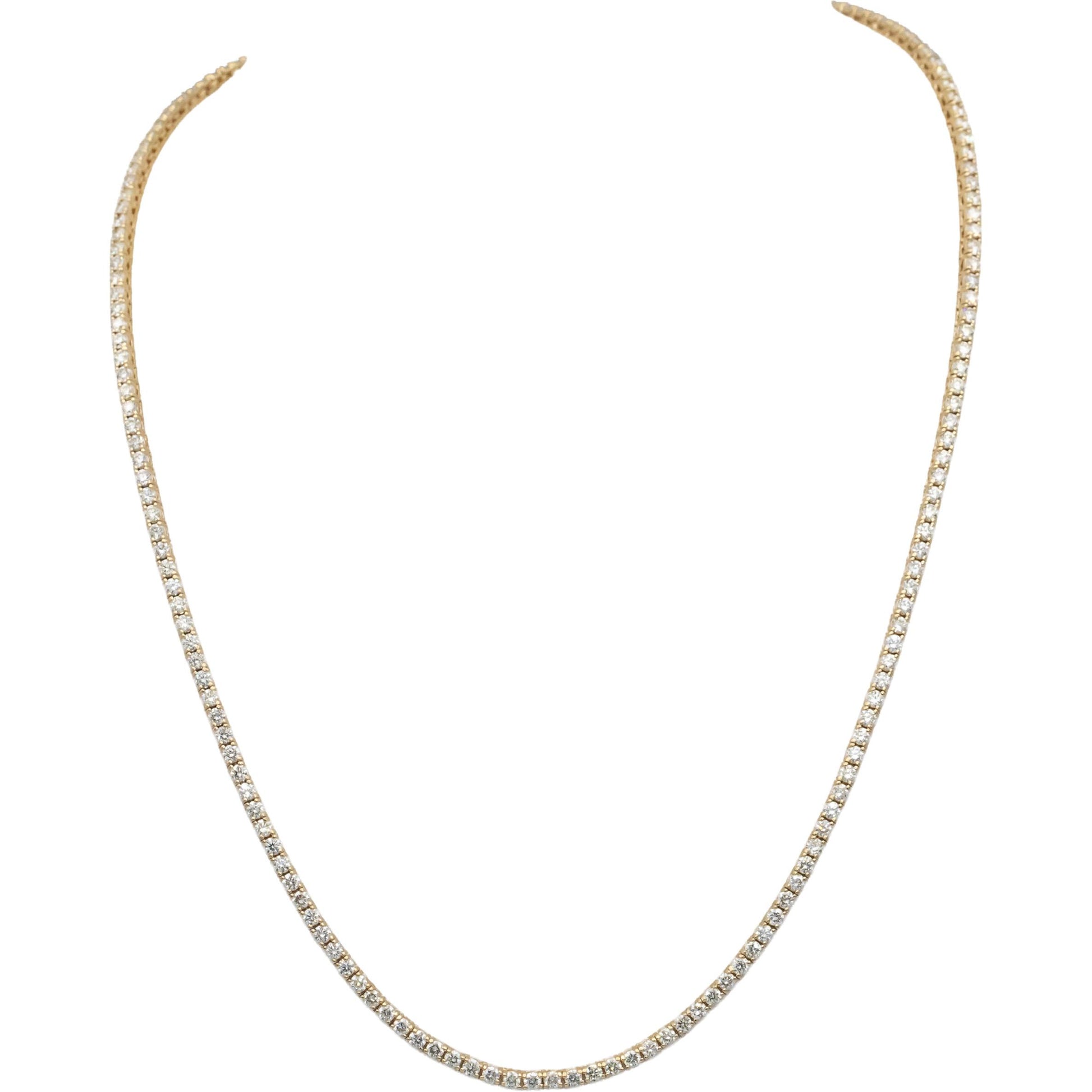 14k Yellow Gold VS Round Diamond Tennis Necklace 7.98CT
