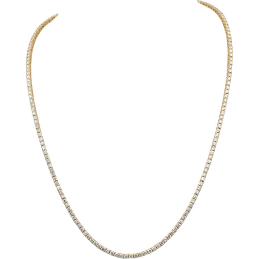 14k Yellow Gold VS Round Diamond Tennis Necklace 7.98CT