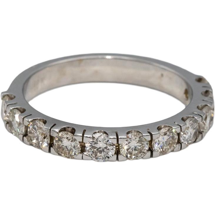 18k White Gold Round Diamond Band Ring 1.28CT Size 7.5