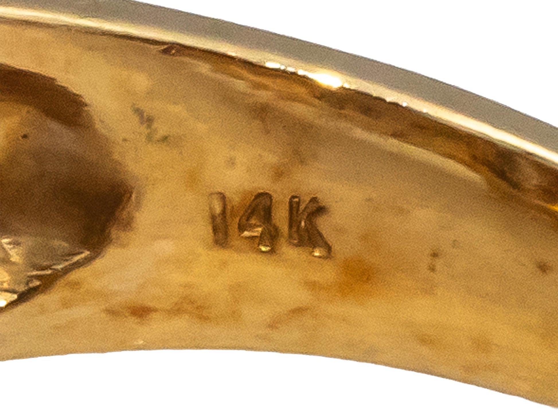 14k Yellow Gold Round & Baguette Cut Diamond Cocktail Ring 0.45CT Size 7