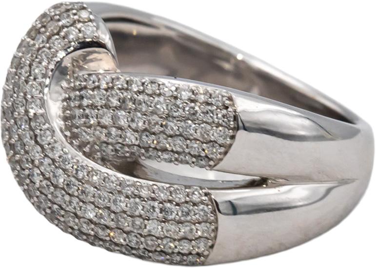 14k White Gold Round Diamond Cluster Crossover Ring 1.0CT Size 7