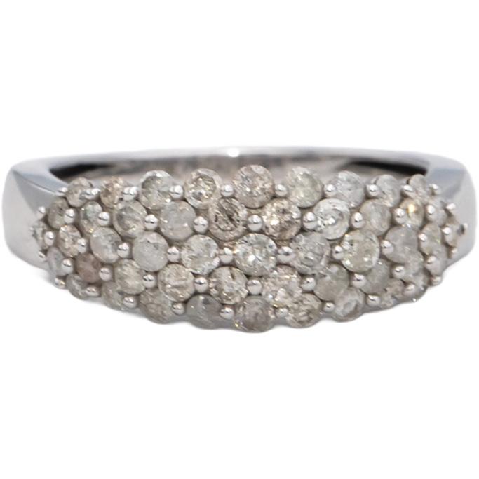 10k White Gold Round Diamond Cluster Band Ring 0.75CT Size 7
