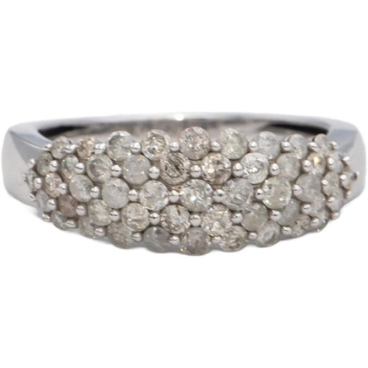 10k White Gold Round Diamond Cluster Band Ring 0.75CT Size 7