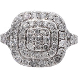 10k White Gold Round Diamond Cluster Cocktail Ring 2.0CT Size 7