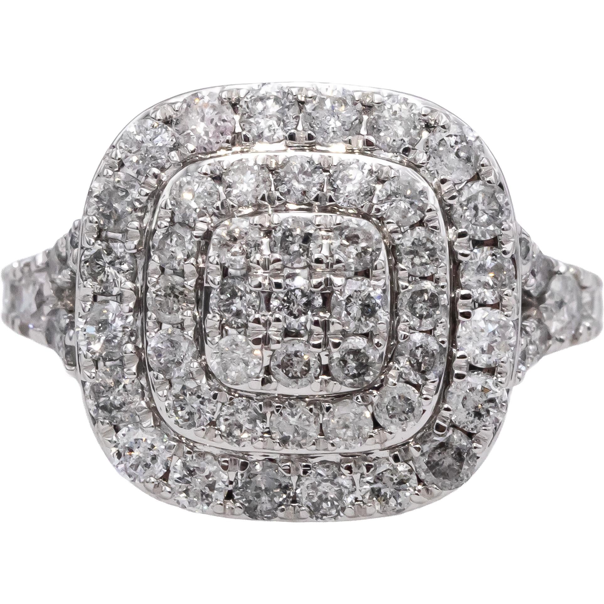 10k White Gold Round Diamond Cluster Cocktail Ring 2.0CT Size 7