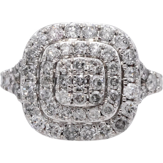 10k White Gold Round Diamond Cluster Cocktail Ring 2.0CT Size 7
