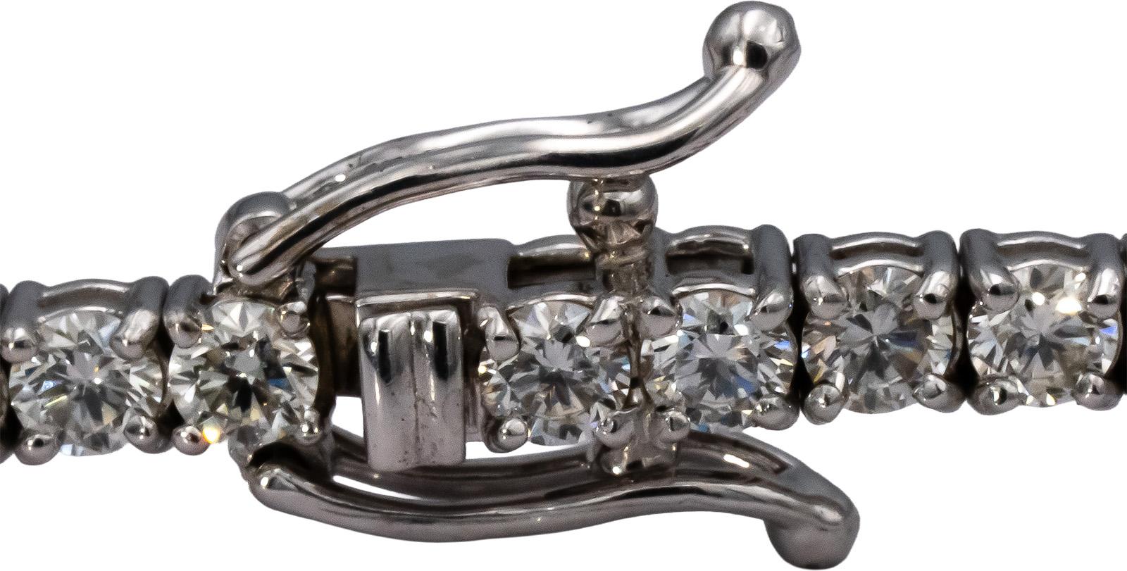 14k White Gold VS Round Diamond Tennis Bracelet 4.38CT