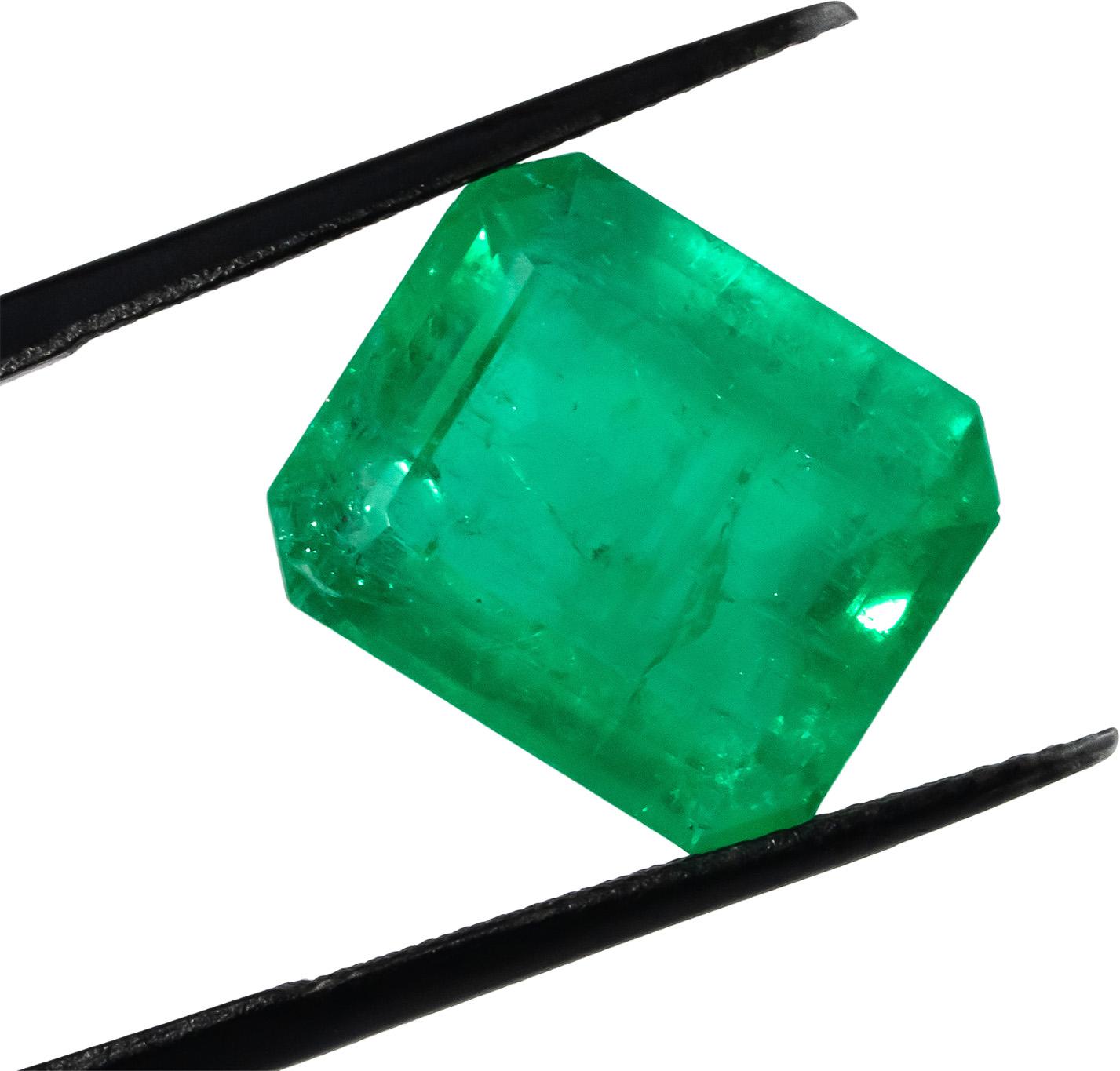 GIA Certified Octagonal Cut Natural Colombian Emerald Loose Stone 8.46CT
