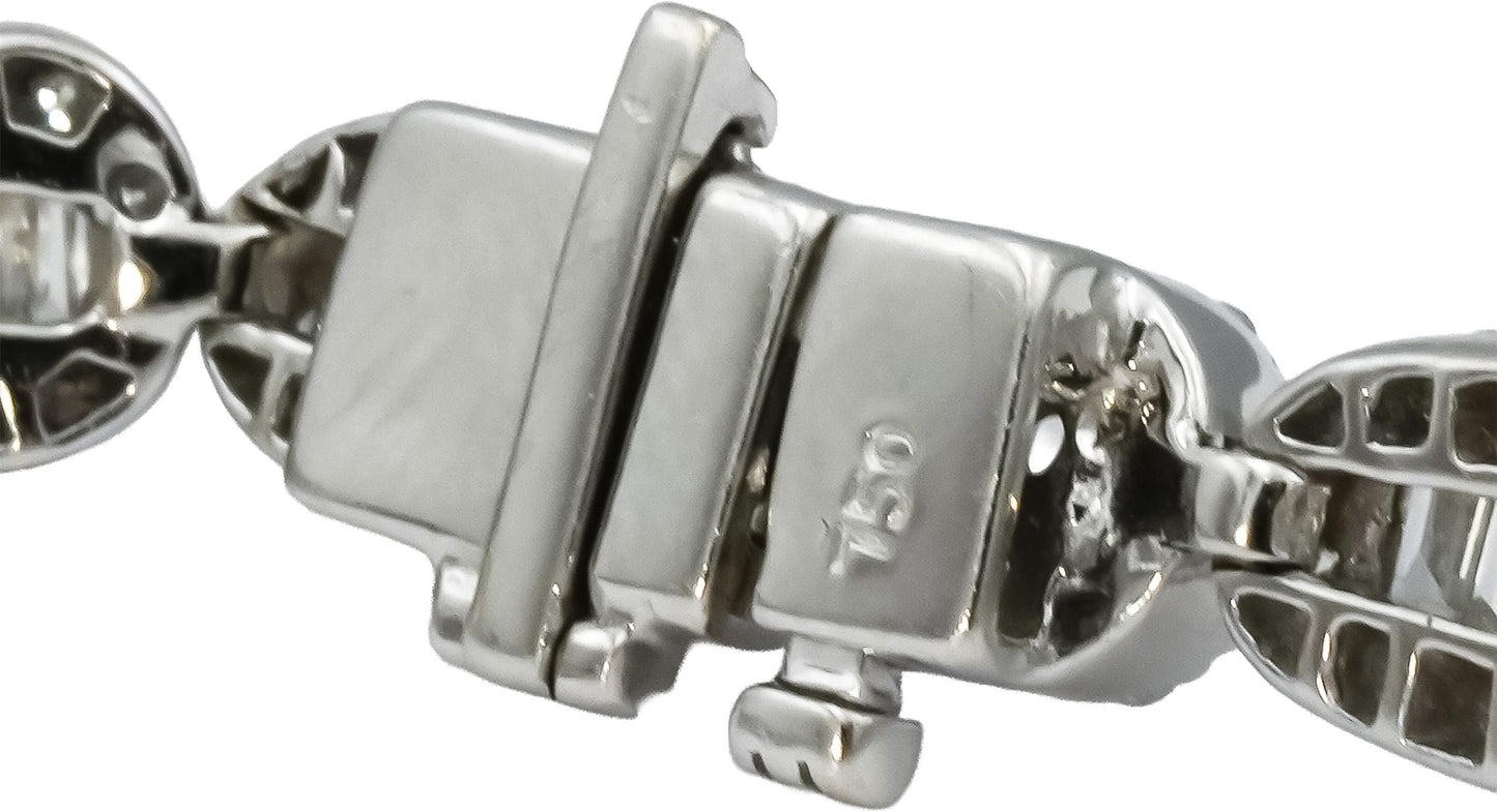 18k White Gold VS Round & Emerald Cut Fancy Link Bracelet 6.0CT