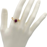 Oval Ruby and Round Diamond 14k Yellow Gold Halo Ring 1.0CT Size 6.75