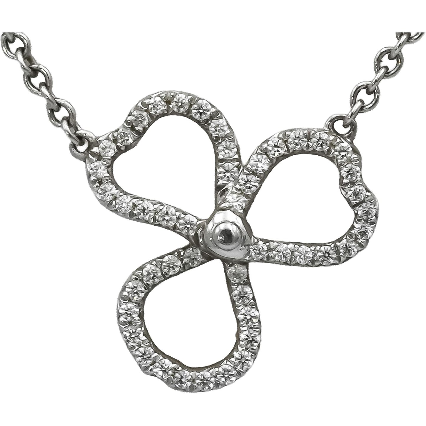 TIFFANY & CO. Platinum VS Round Diamond Paper Flowers Pendant Necklace 0.10CT