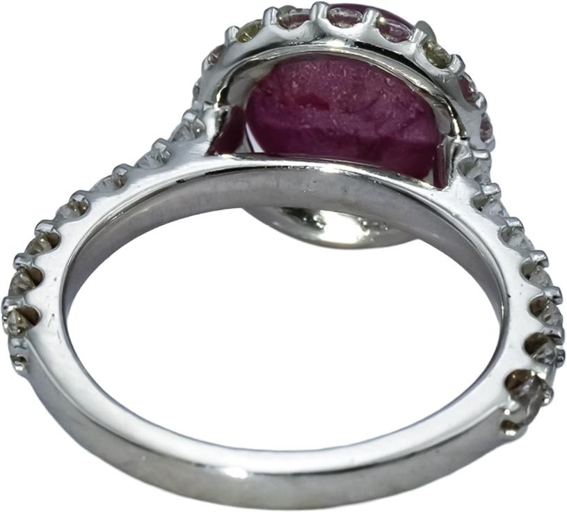 Platinum Cabochon Star Ruby and Diamond Cocktail Ring 5.42CTW Size 6.5
