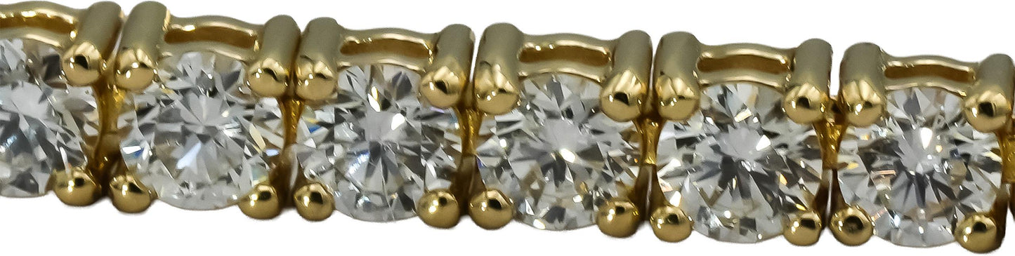 14k Yellow Gold VS Round Diamond Tennis Bracelet 4.89CT