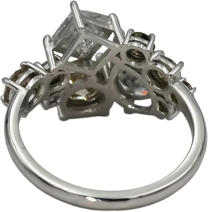 14k White Gold Princess Pear Round Diamond Cluster Cocktail Ring 2.73CT Size 6