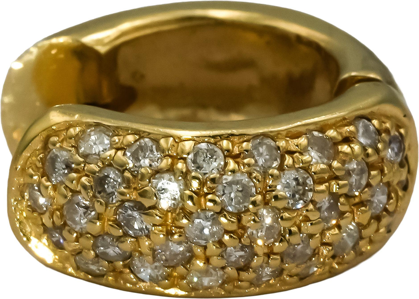 14k Yellow Gold Round Diamond Pave Huggie Hoop Earrings 0.75CT