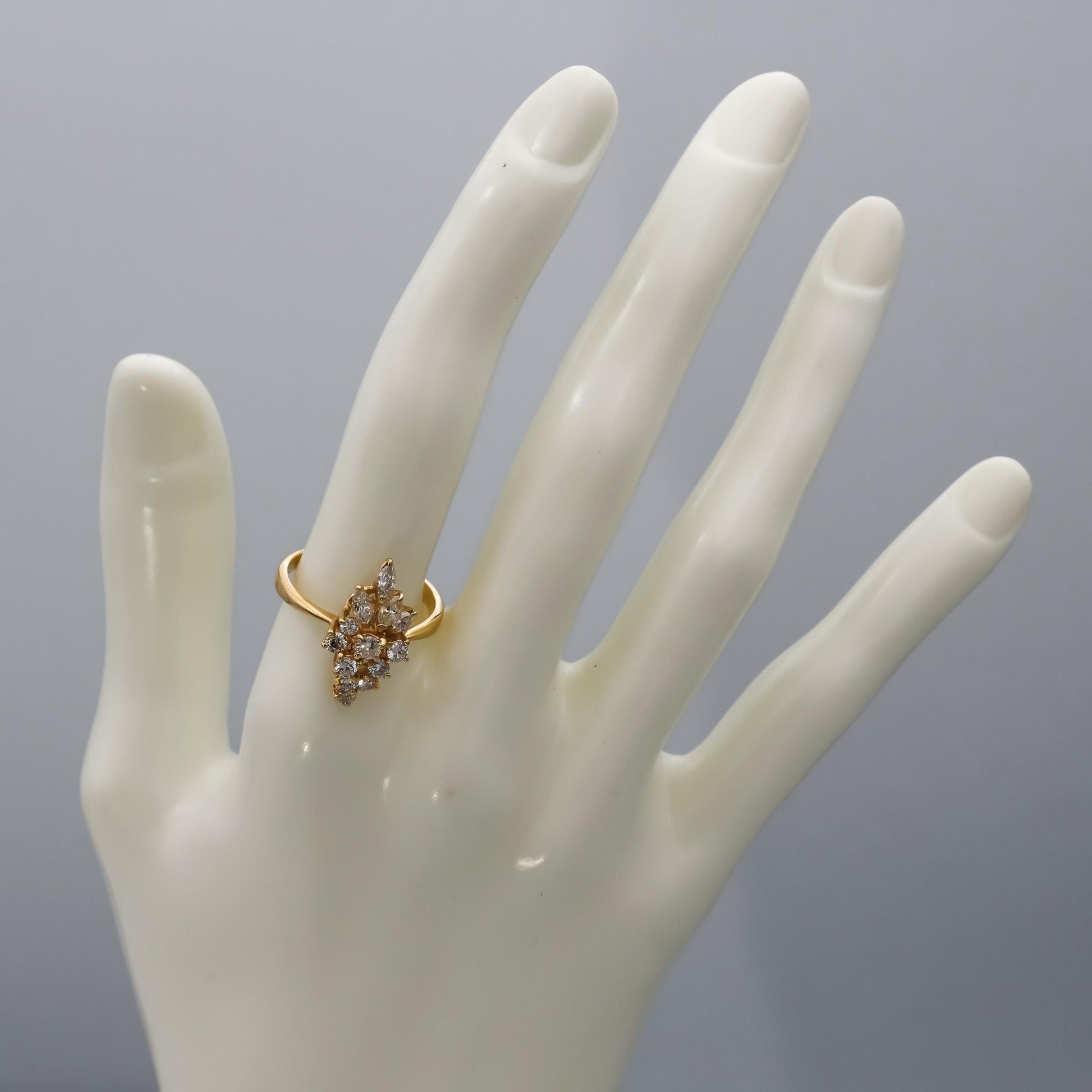 14k Yellow Gold VS Marquise & Round Diamond Cluster Cocktail Ring 0.75CT Size 8