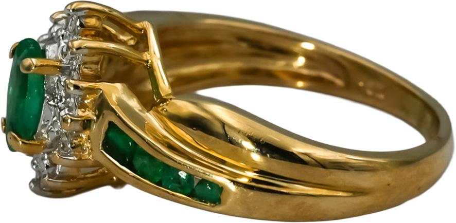 10K Yellow Gold Emerald Ring 0.35CT Size 5 w/ Diamond Accents