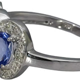 14k White Gold Oval Cut Tanzanite Ring 1.0CT Size 7 w/ Diamond Accent