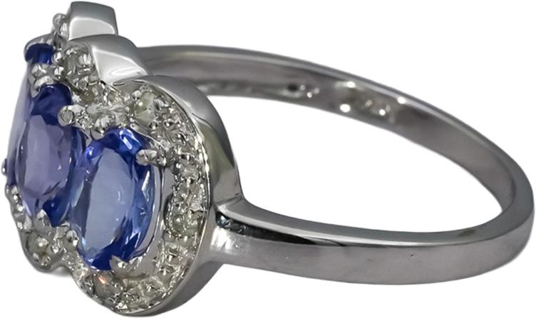14k White Gold Oval Cut Tanzanite Ring 1.0CT Size 7 w/ Diamond Accent
