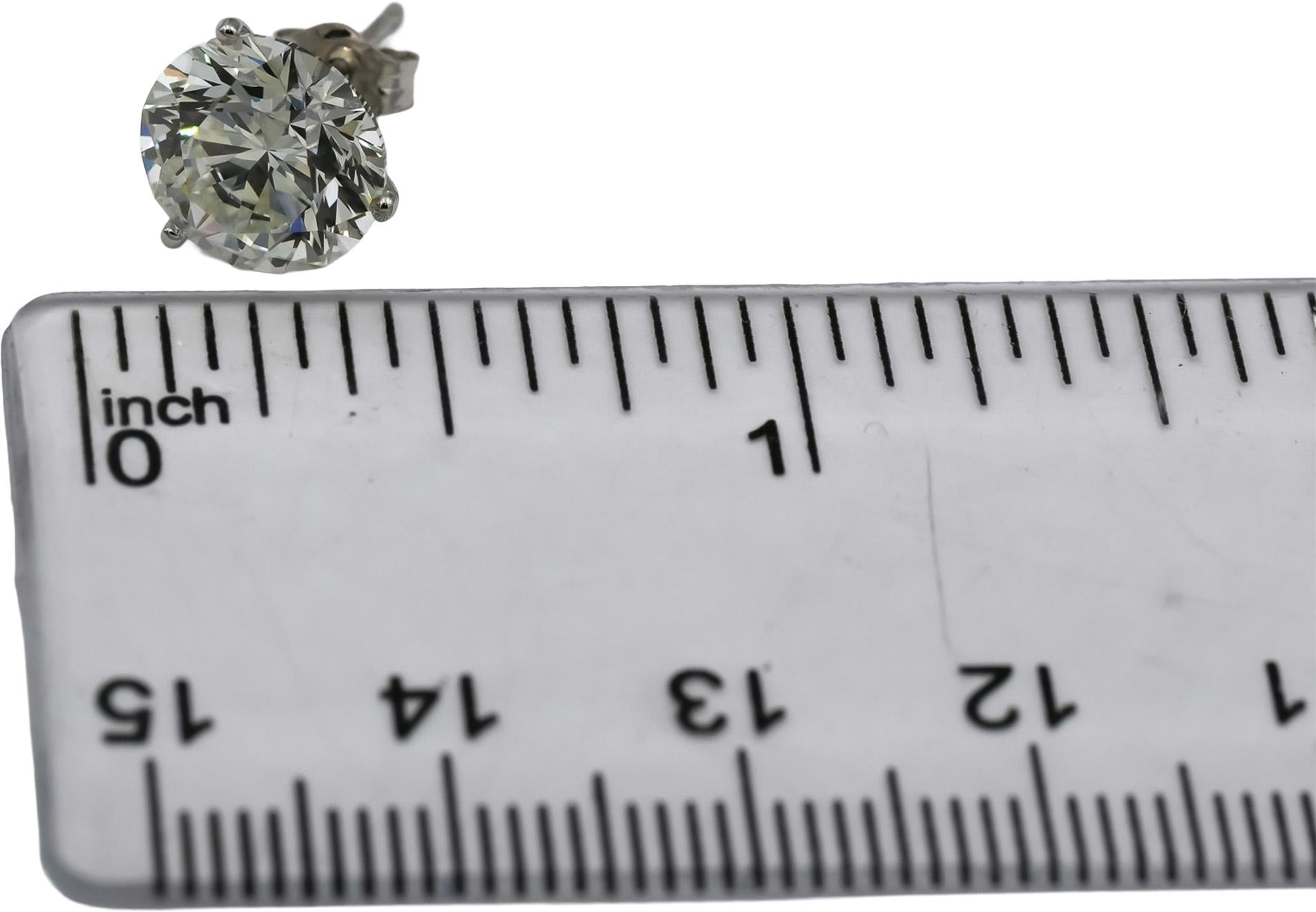 IGI Certified 14k White Gold VS Round Lab-Grown Diamond Stud Earrings 6.06CT