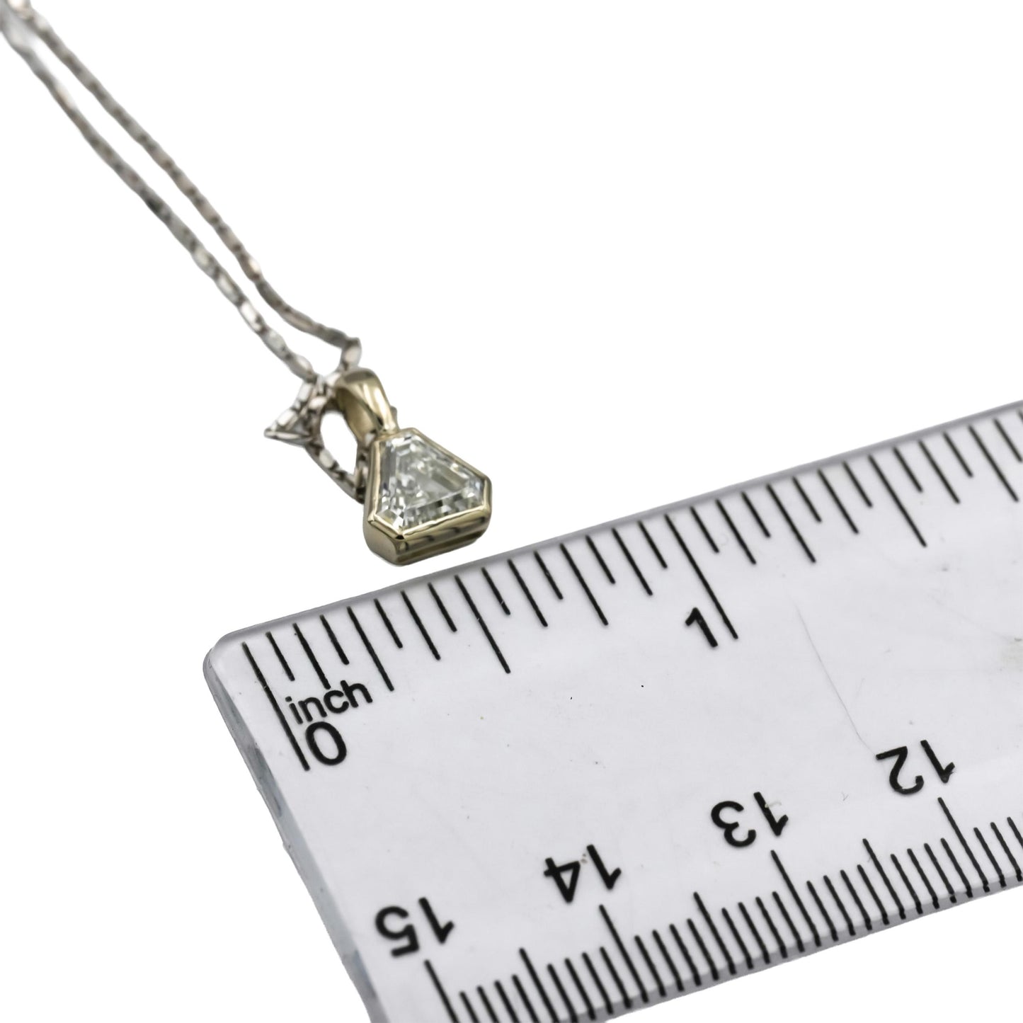 GIA Certified 14k White Gold SI1/F Gold Step Trillion Diamond Necklace 1.03CT