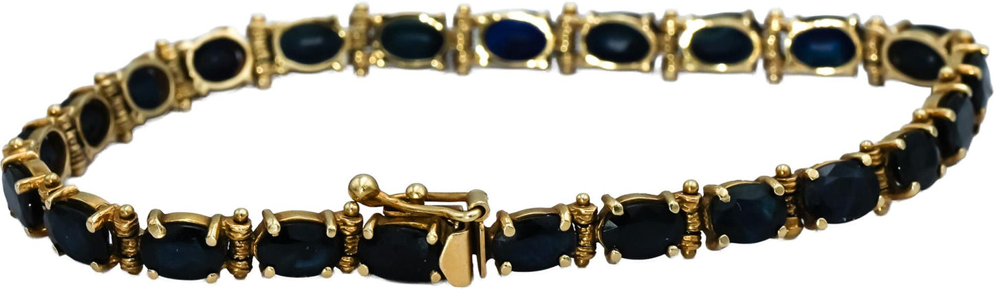 14k Yellow Gold Oval Cut Sapphire Link Bracelet 12.0CT