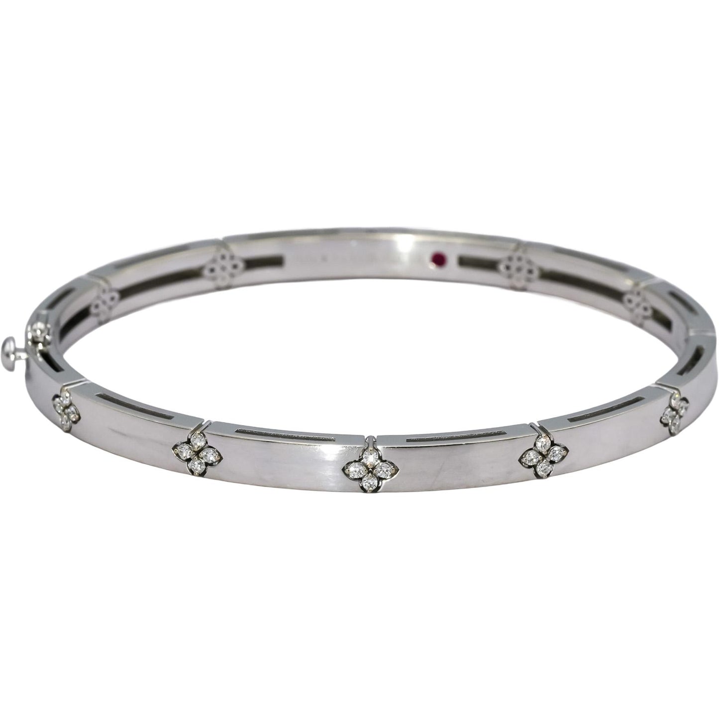 ROBERTO COIN 18k White Gold Diamond Love In Verona Bangle Bracelet .15CT