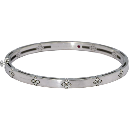 ROBERTO COIN 18k White Gold Diamond Love In Verona Bangle Bracelet .15CT