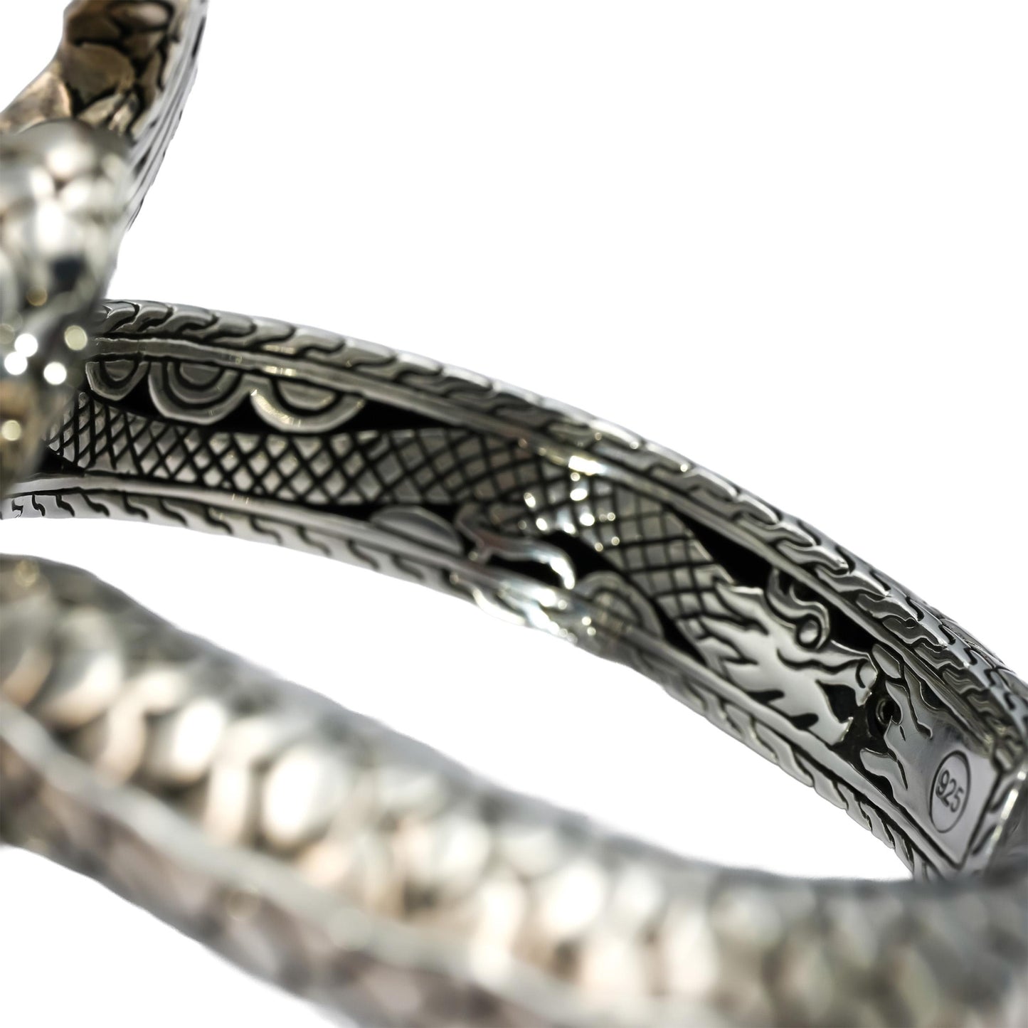 JOHN HARDY Sterling Silver 18k Gold Legends Naga Dragon Cuff Bracelet w/ Pouch