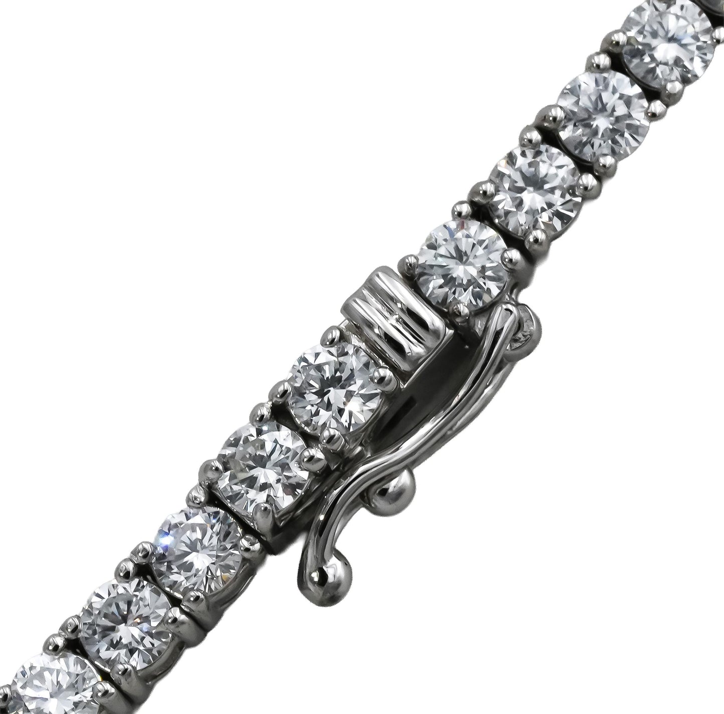 14k White Gold VS Round Lab-Grown Diamond Tennis Necklace 10.81CT