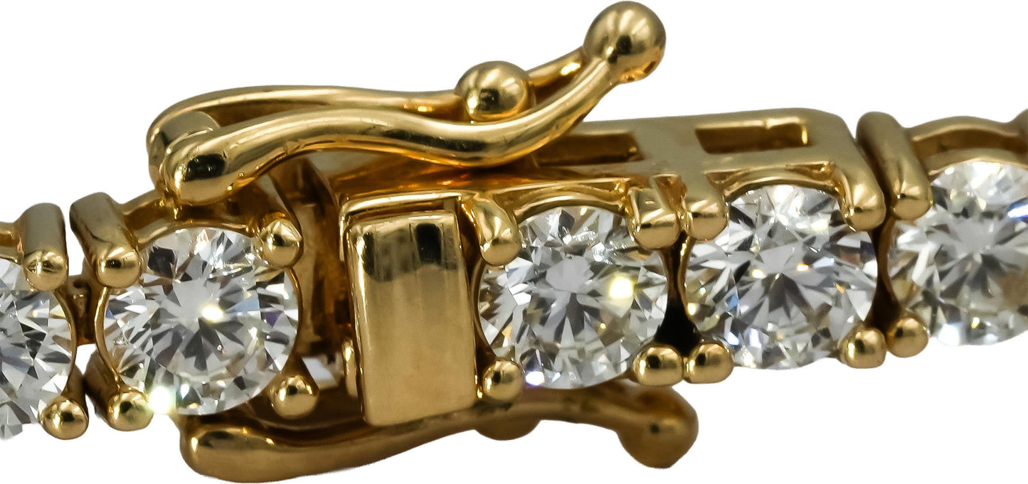 14k Yellow Gold VS Round Diamond Tennis Bracelet 8.70CT