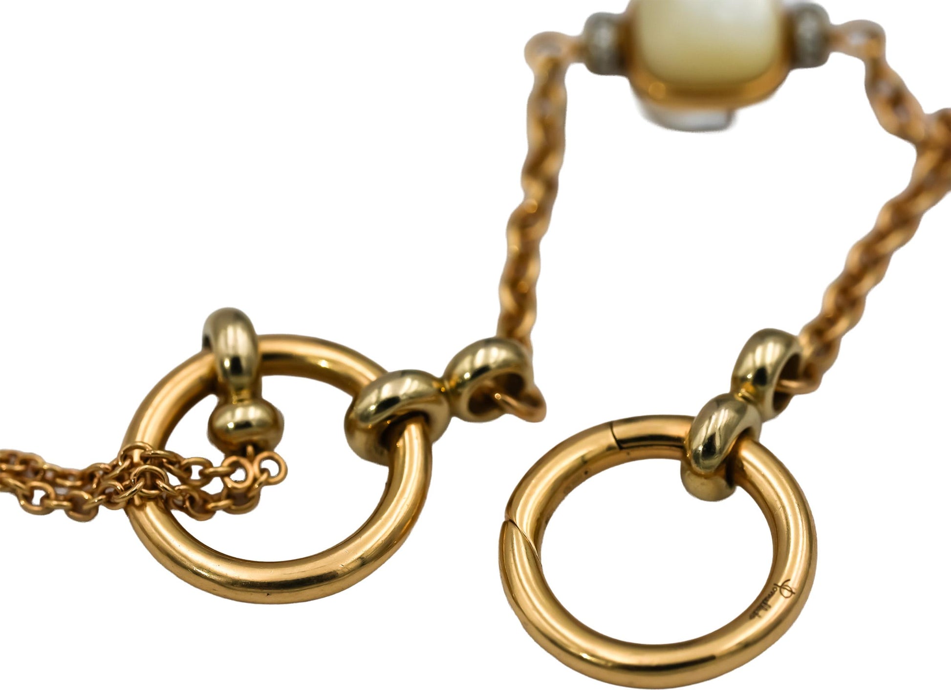 POMELLATO 18k Yellow Gold Mother of Pearl Necklace w/ Diamond Accents 0.10CT