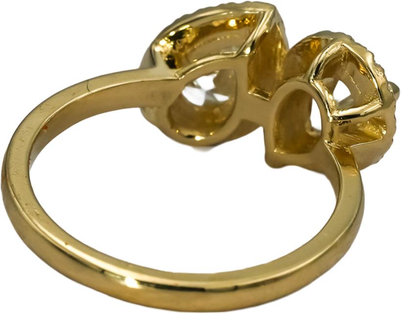 14k Yellow Gold Pear and Round Diamond Cocktail Ring 1.56CT Size 6.5