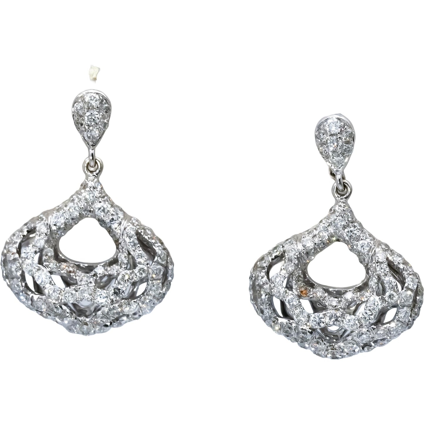 18k White Gold Round Diamond Drop Dangle Earrings 2.0CT