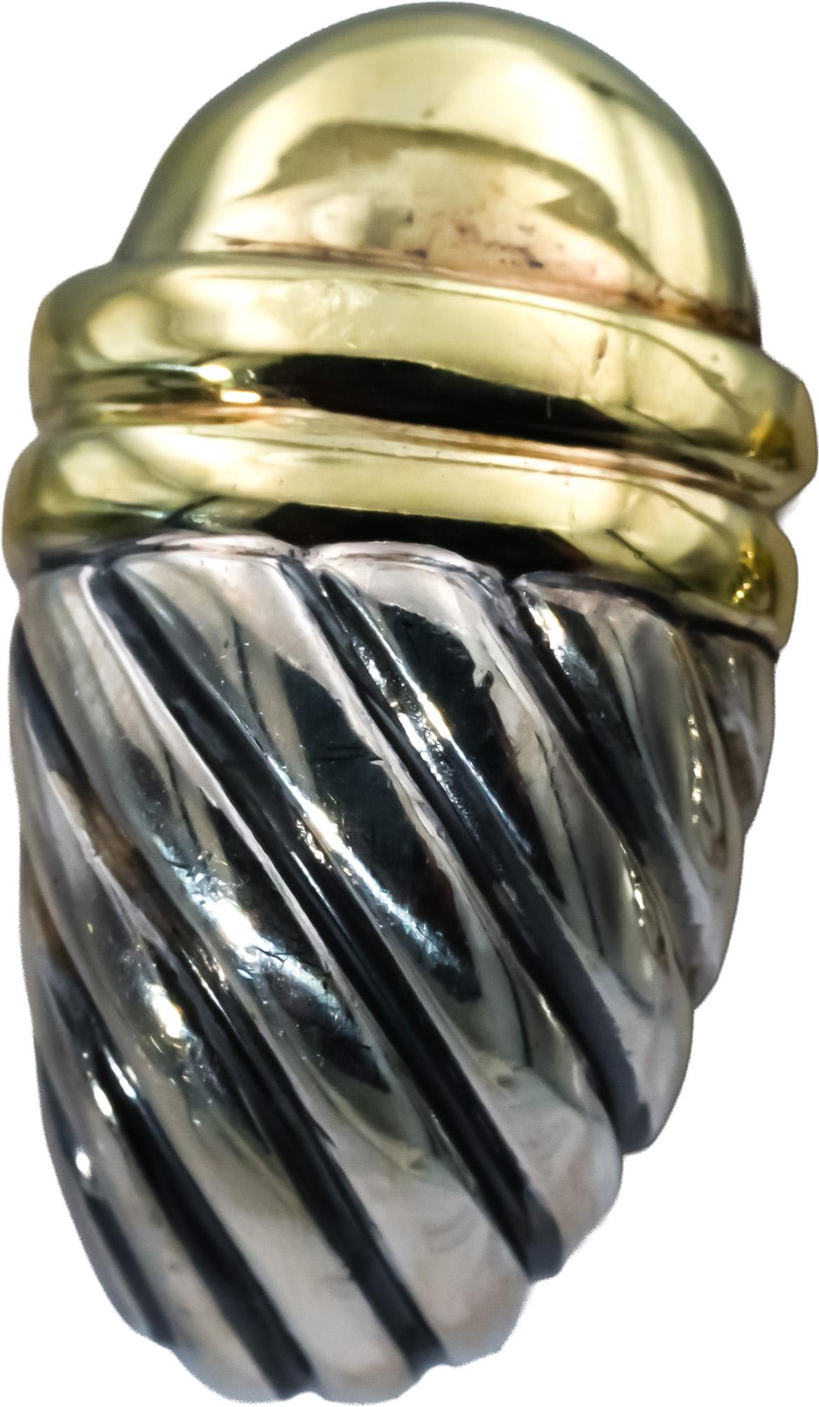 DAVID YURMAN Sterling Silver 14k Yellow Gold Cable Earrings