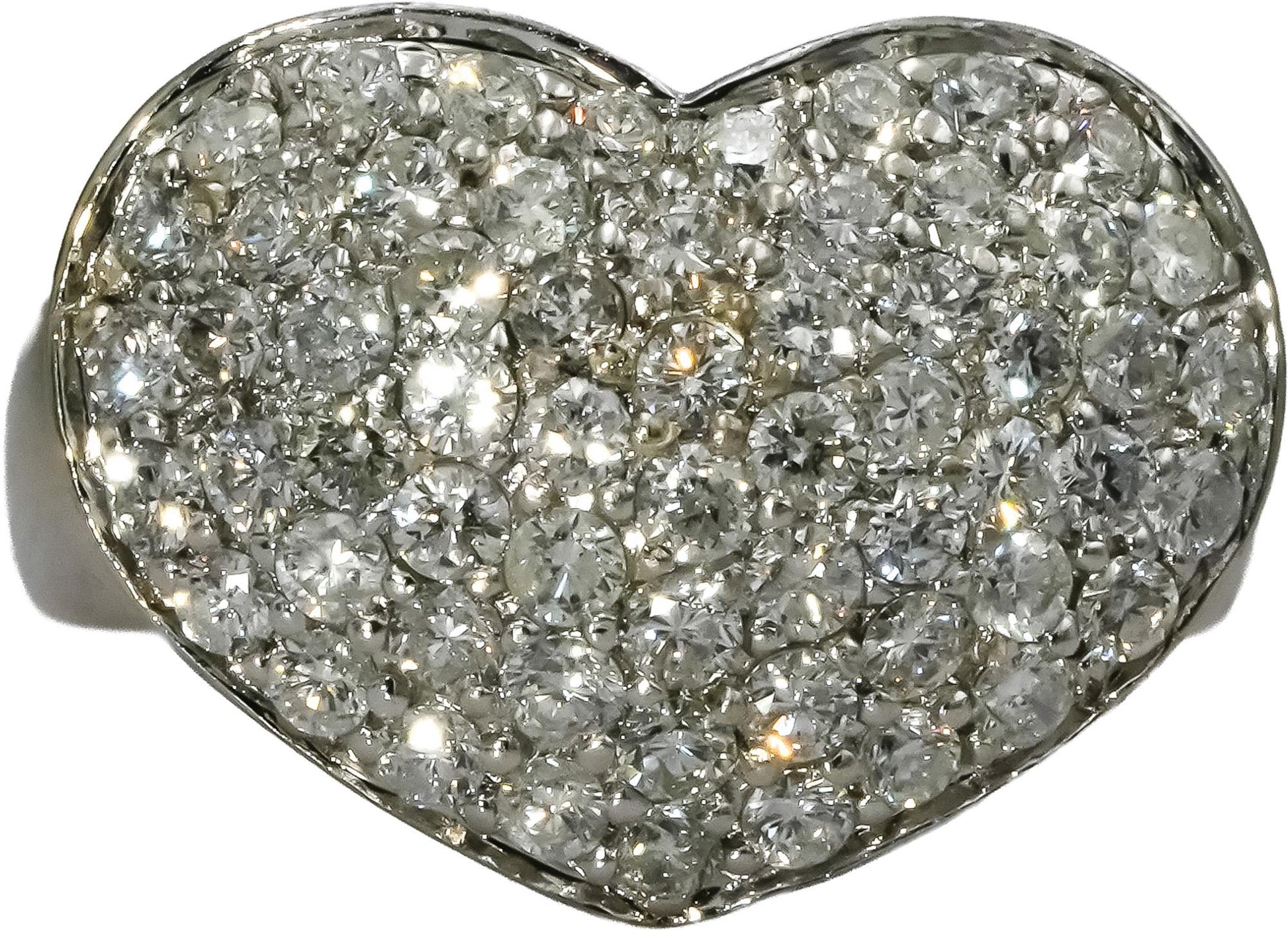 14k White Gold Round Diamond Cluster Heart Cocktail Ring 1.74CT Size 7.5